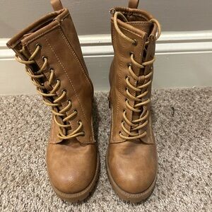 Brown Lace-Up Ankle Boots